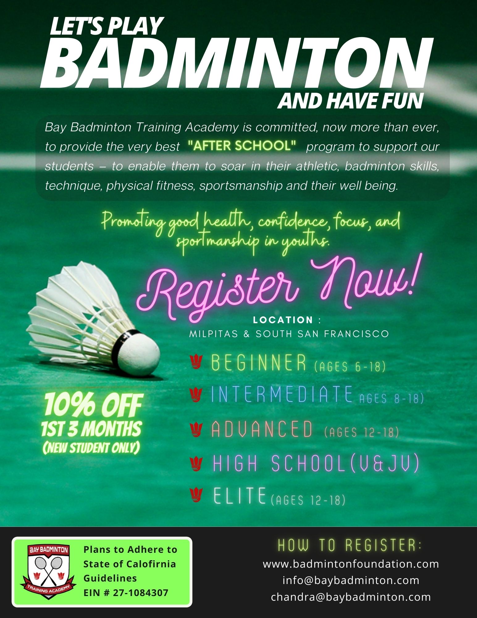Bay Badminton Training Academy A Nonprofit Organization Promoting the Sport of Badminton